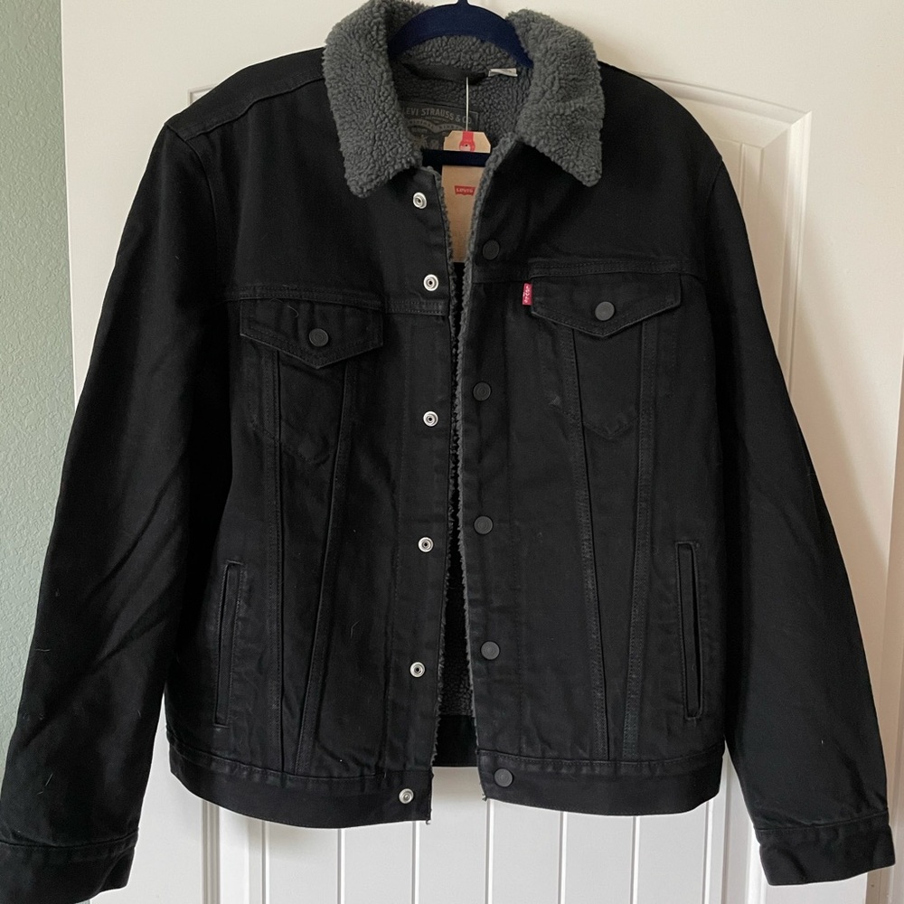 Men’s Levi’s Sherpa Denim Jacket Black Size L